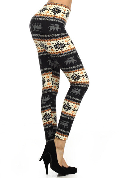 Yoga Waist 5 Inch Gray Reindeer Christmas Print Leggings – CELEBRITY  LEGGINGS