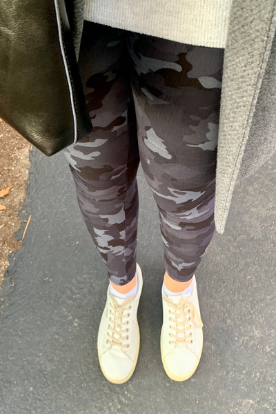 Yoga Waist 5" Gray Army Print Leggings