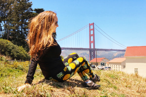 Black/Yellow Pineapple Print QUEEN SIZE Leggings