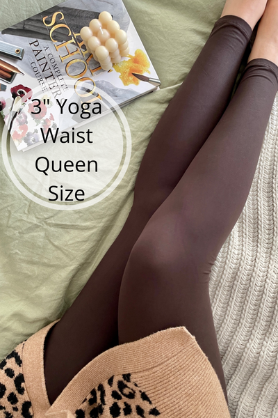 Yoga Waist 3" Solid Color QUEEN SIZE Basic Leggings