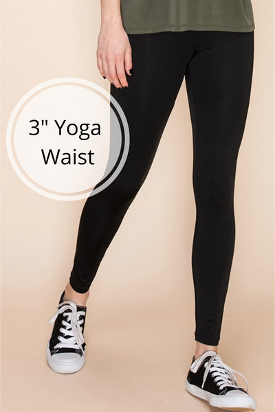 Yoga Waist 3" Solid Color Basic Leggings