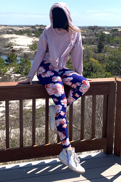 Pink/Blue Floral Print QUEEN SIZE Leggings