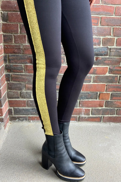 Yoga Waist 5" Holiday Edition Gold/Silver Stripe Black Leggings