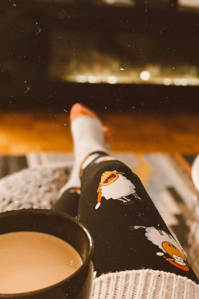 Yoga Waist 5" Christmas Sheep Print Leggings