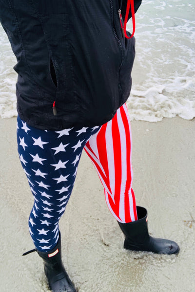 Ultra soft microfiber American flag print leggings one size