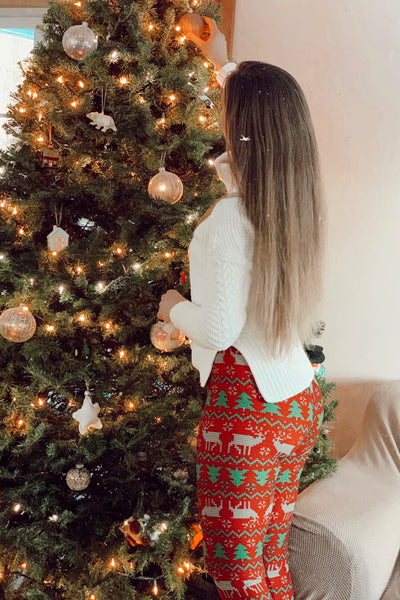 Christmas Knit Reindeer Print QUEEN SIZE Leggings