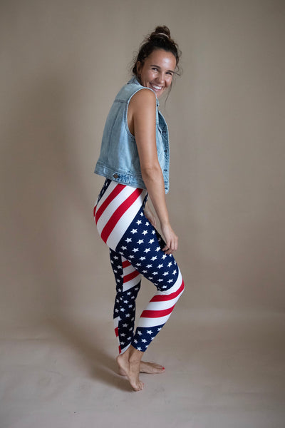Women's American Flag Microfiber Leggings