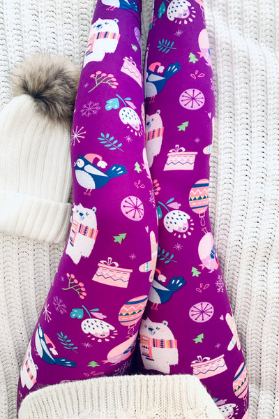 Purple Christmas Print Leggings