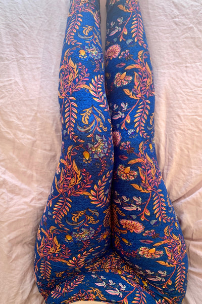 Yoga Waist 5" Multicolor Paisley Boho Print Leggings