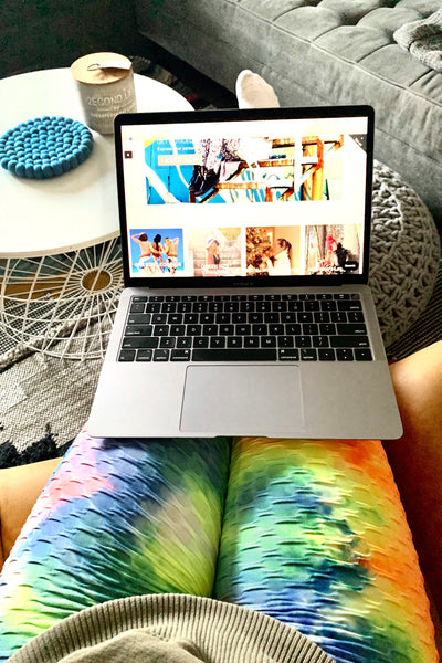 Yoga Waist Tie Dye BUBBLE Leggings w/Scrunchy Back