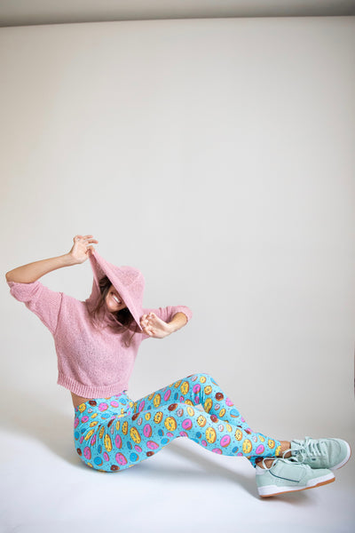 Blue Donut Print Leggings