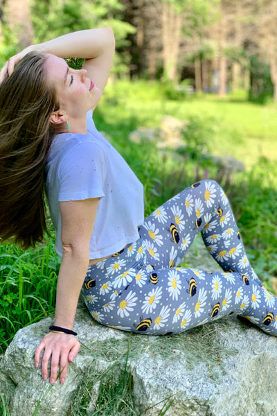 daisy bee yoga waist buttery Soft Microfiber High Waist Fashion Patterned Celebrity Leggings for Women one size