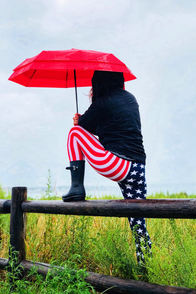 Ultra soft microfiber American flag print leggings one size