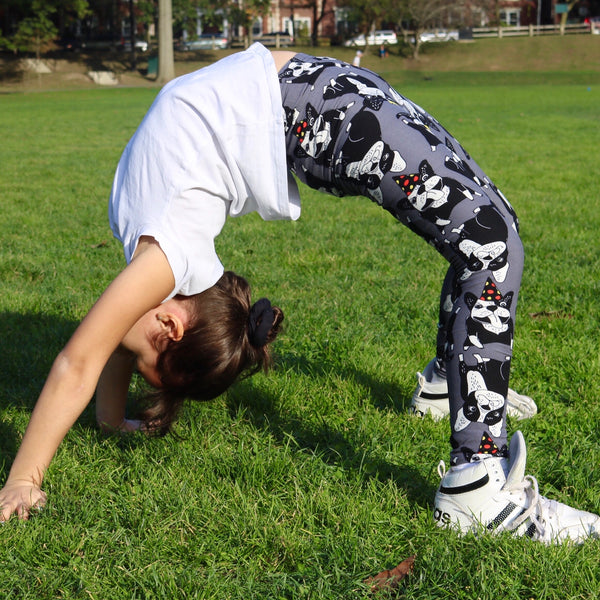 kids french bulldog buttery Soft Microfiber High Waist Fashion Patterned Celebrity Leggings