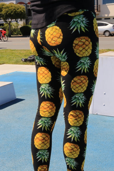 yellow pineapple yoga waist buttery Soft Microfiber High Waist F