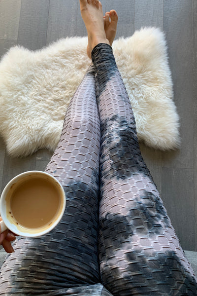 Yoga Waist Tie Dye BUBBLE Leggings w/Scrunchy Back