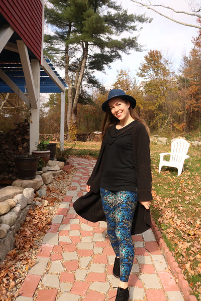 Yoga Waist 3" Blue Swirl Print Leggings