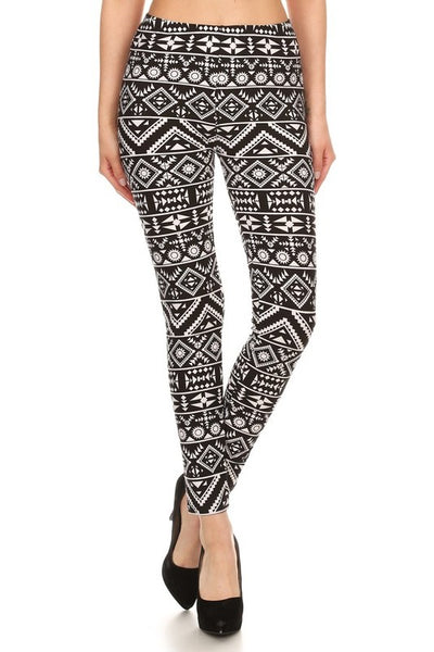 Black/White Tribal Print QUEEN SIZE Leggings