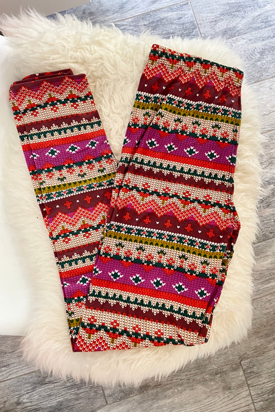 Nordic Christmas Orange/Purple Knit Print Leggings – CELEBRITY LEGGINGS