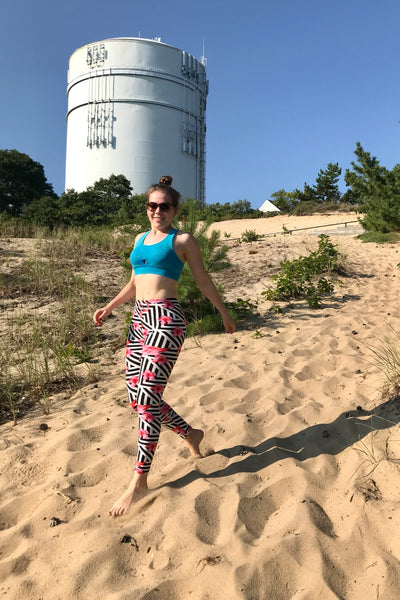 Pink Flamingo Abstract Print Leggings