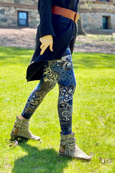 Yoga Waist 3 Inch Floral Abstract Boho Print Leggings