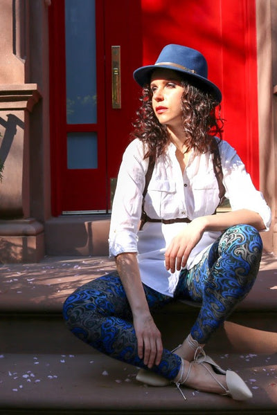 blue bohemian abstract swirl buttery Soft Microfiber High Waist Fashion Patterned Celebrity Leggings for Women one size