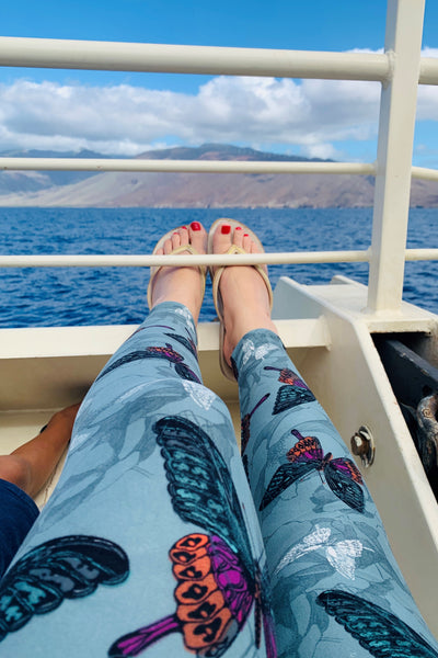 Sage Butterfly Print Leggings