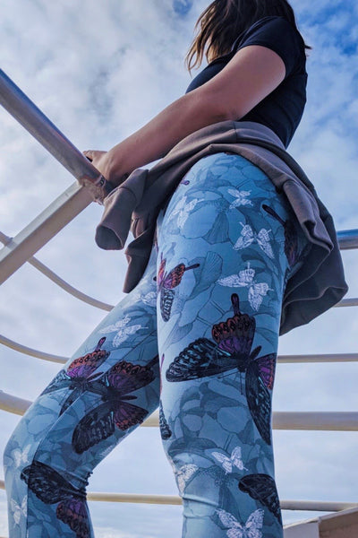 Sage Butterfly Print Leggings