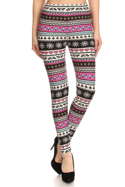 Pink Holiday Nordic Leggings