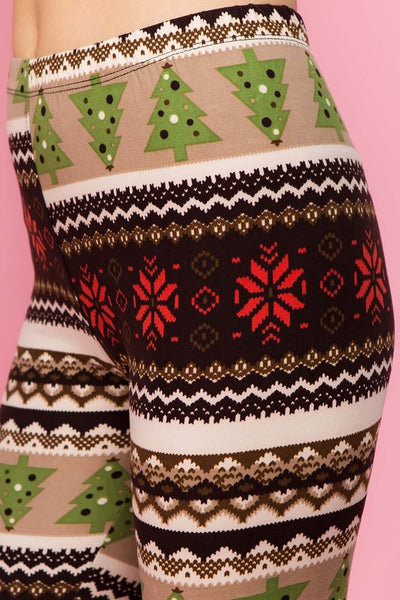 Snowflake Nordic Print Queen Size Leggings