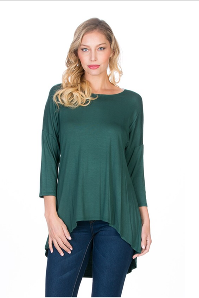 Dark Green HI-LOW Tunic Top – CELEBRITY LEGGINGS