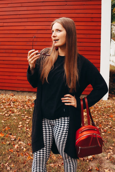 black and white houndstooth buttery Soft Microfiber High Waist Fashion Patterned Leggings for Women one size