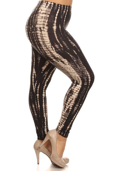brown beige tie dye buttery Soft Microfiber High Waist Fashion Patterned Celebrity Leggings for Women plus size