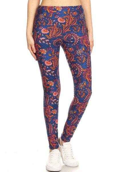Yoga Waist 5" Multicolor Paisley Boho Print Leggings