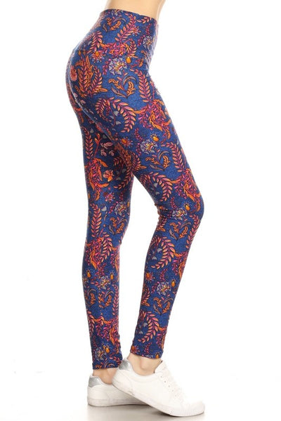 Yoga Waist 5" Multicolor Paisley Boho Print Leggings