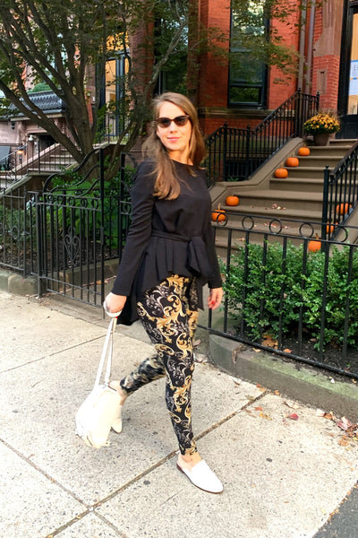 Patterned top womens leggings