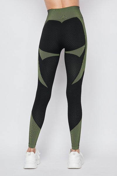 Olive/Black Shape Enhancing Sports Leggings