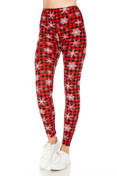 Yoga Waist 5 Inch Red/White Snowflake Print Leggings – CELEBRITY LEGGINGS