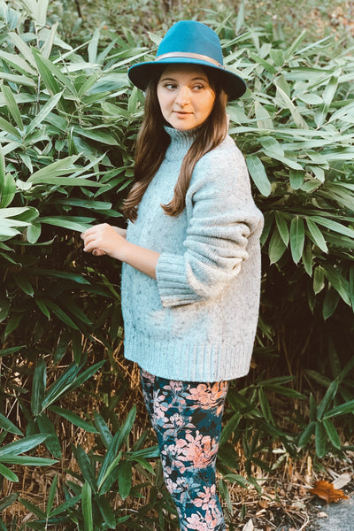 navy peach floral buttery soft leggings one size