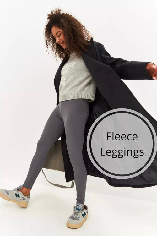 Yoga Waist 5" Solid Color FLEECE Lined Sweater Leggings (S/M, L/XL)