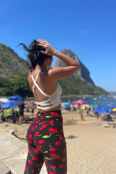 Yoga Waist (5")Cherry Print Leggings