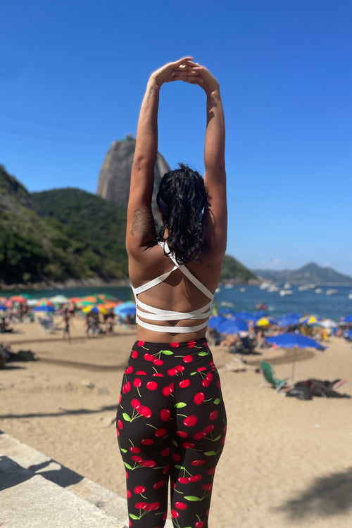 Yoga Waist (5")Cherry Print Leggings