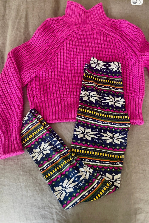 Snowflake Print 1" Waist Leggings