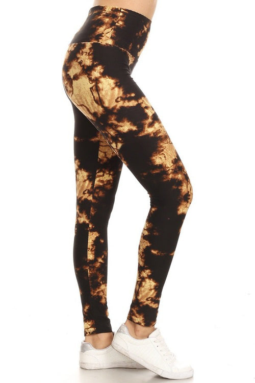 Yoga Waist Amber Tie Die Print Curvy SIZE Leggings