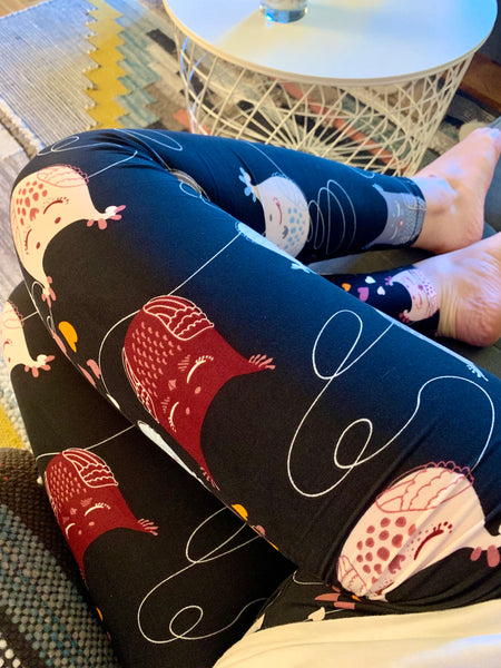 Yoga Waist 5" Cute Owl Print Leggings