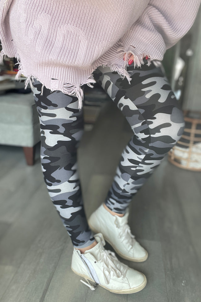 Gray Army Print Leggings(Yoga Waist or Regular)