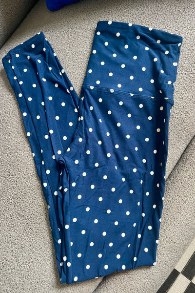 Yoga Waist 3" Black Polka Dot Print Leggings