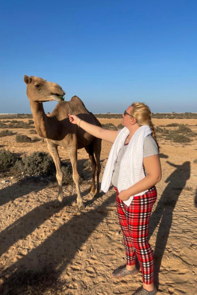 Yoga Waist 5" Red Plaid QUEEN SIZE Leggings