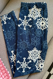 Navy/White Snowflake Print QURVY SIZE Leggings