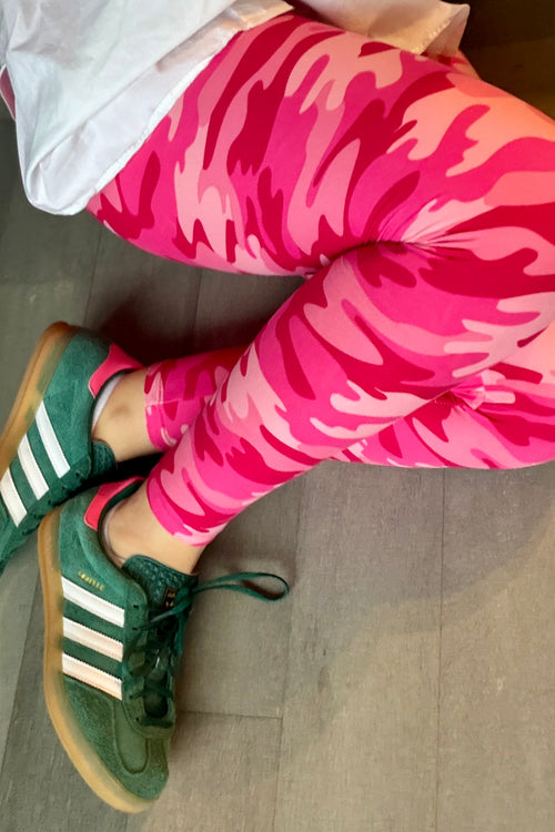 Pink Army Print Leggings